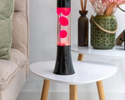 Lava lempa Mini Pink, juodas pagrindas