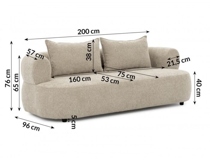 Sofa FERRO, 200 cm, pasirenkamas audinys