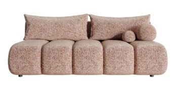 Sofa-lova DANDELINO MINI (su patalynės dėže) — Plytų raudona / Struktūrinis audinys