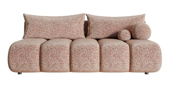 Sofa-lova DANDELINO MINI (su patalynės dėže) — Plytų raudona / Struktūrinis audinys
