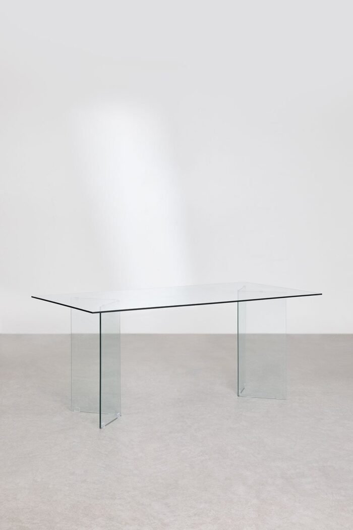 Valgomojo stalas PURIO, 180x90 cm, stiklinis