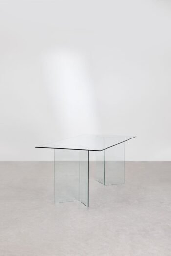 Valgomojo stalas PURIO, 180x90 cm, stiklinis