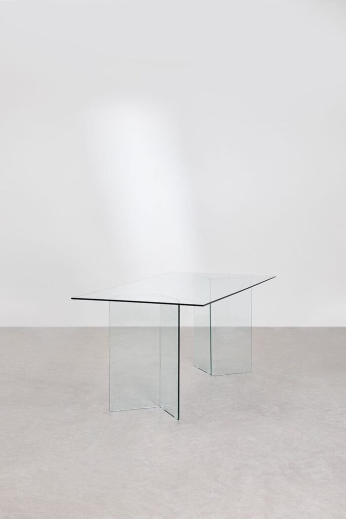 Valgomojo stalas PURIO, 180x90 cm, stiklinis