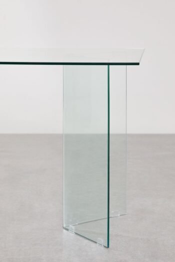 Valgomojo stalas PURIO, 180x90 cm, stiklinis