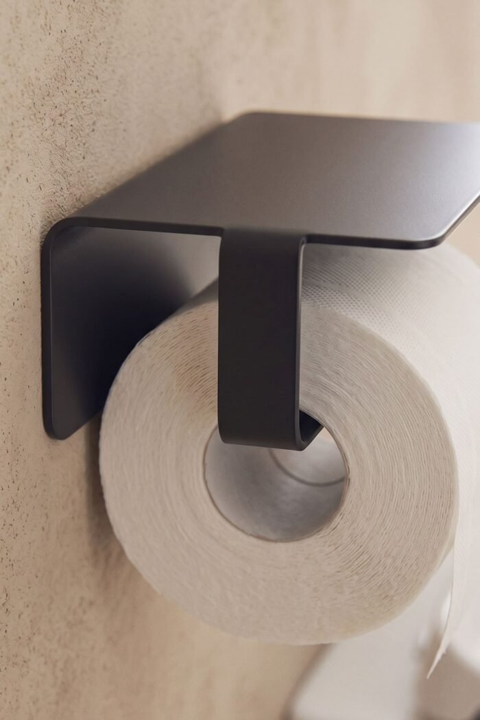 WC popieriaus laikiklis LUMERA su lentynėle, juodas