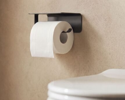 WC popieriaus laikiklis LUMERA su lentynėle, juodas