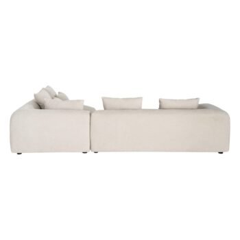 Kampinė sofa su gultu dešinėje, kreminė