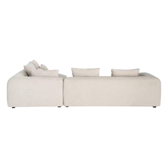 Kampinė sofa su gultu dešinėje, kreminė