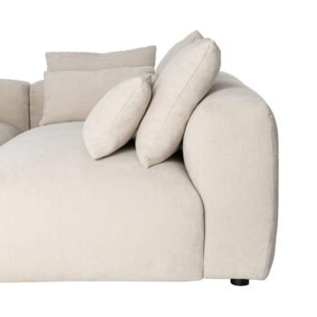 Kampinė sofa su gultu dešinėje, kreminė