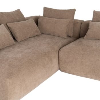 Kampinė sofa su gultu kairėje, smėlio