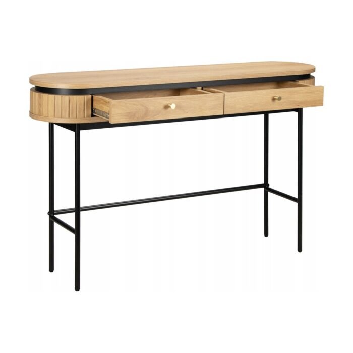 Konsolinis staliukas LUNERA su 2 stalčiais, 120x30 cm — su ištrauktais stalčiais