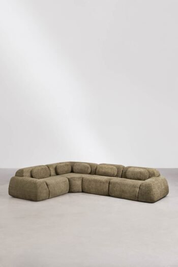 Modulinė kampinė sofa MERIDA, šalavijo žalia