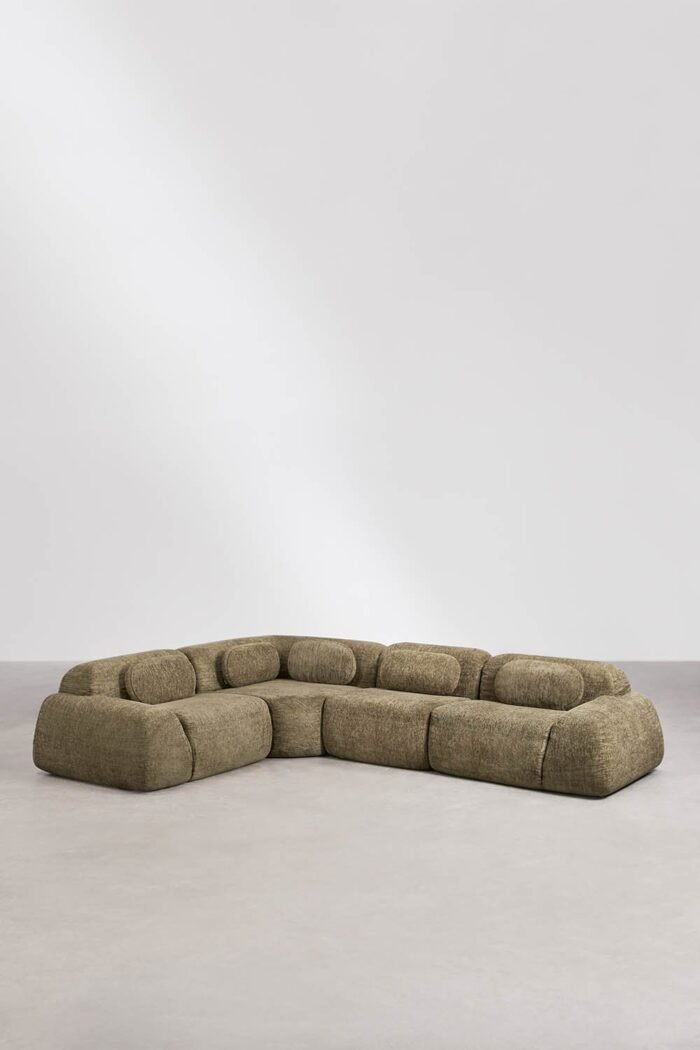 Modulinė kampinė sofa MERIDA, šalavijo žalia