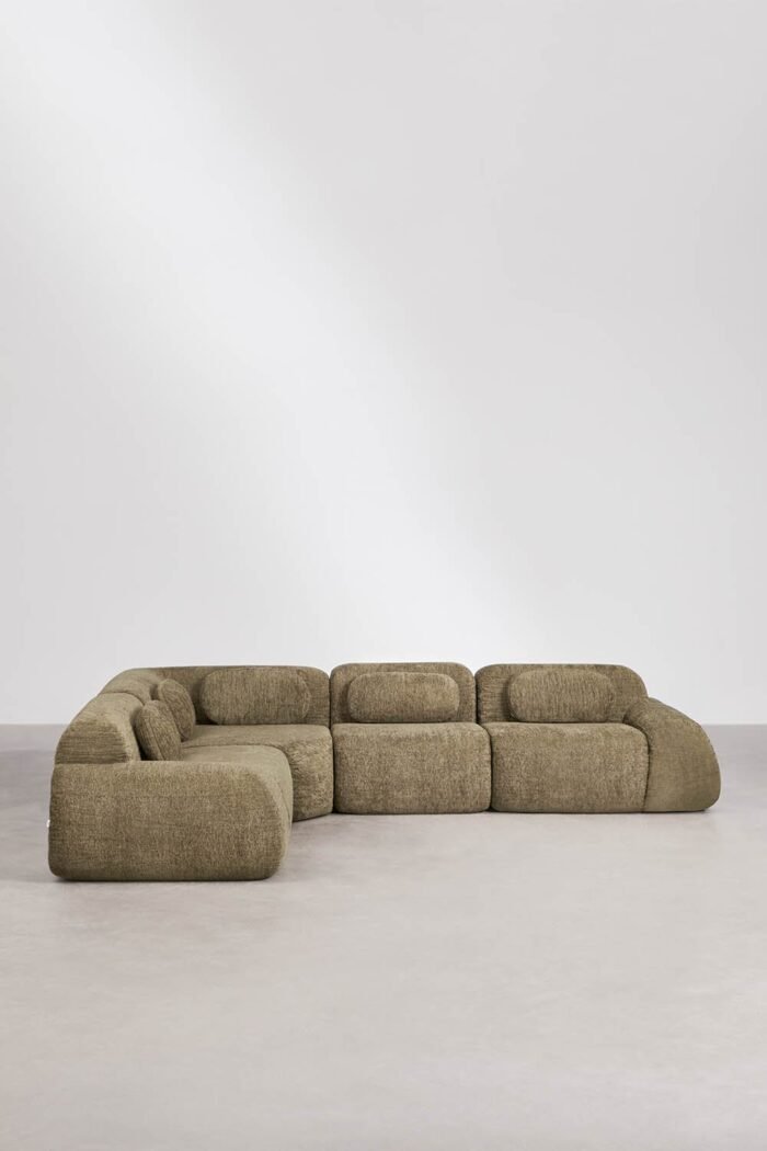 Sofa MERIDA, šalavijo žalia — vaizdas iš kampo