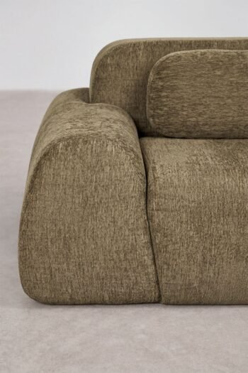 Sofa MERIDA, šalavijo žalia — porankio detalė