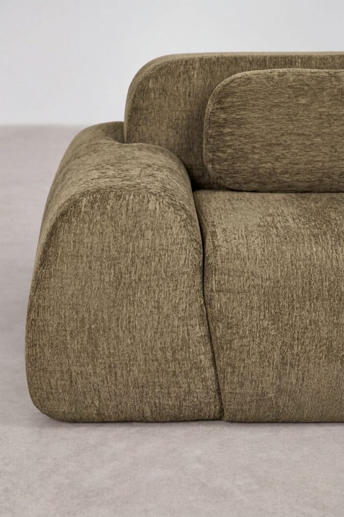 Sofa MERIDA, šalavijo žalia — porankio detalė