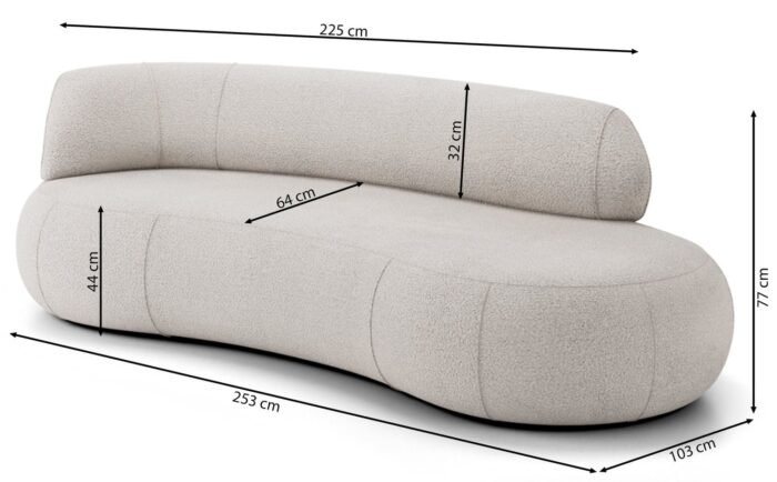 Asimetriška sofa ONDRA, 253 cm — atlošas kairėje