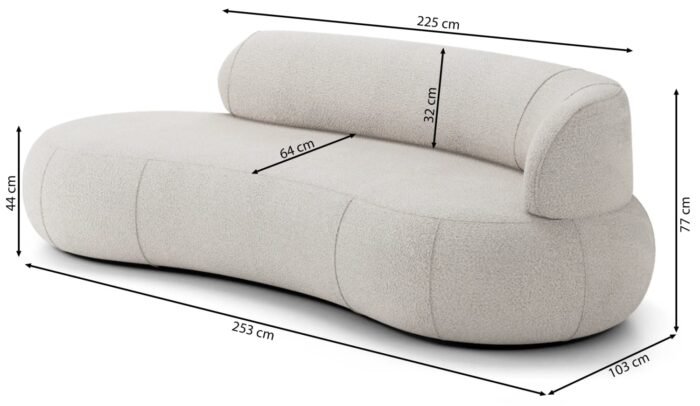 Asimetriška sofa ONDRA, atlošas dešinėje