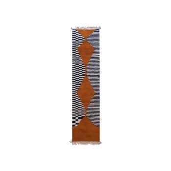 Contemporary Berber rug with stripes and diamonds, pure wool