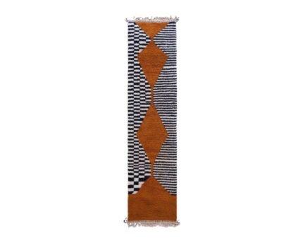 Contemporary Berber rug with stripes and diamonds, pure wool