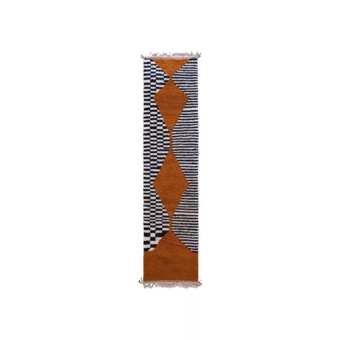 Contemporary Berber rug with stripes and diamonds, pure wool