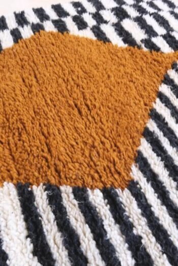 Contemporary Berber rug with stripes and diamonds, pure wool