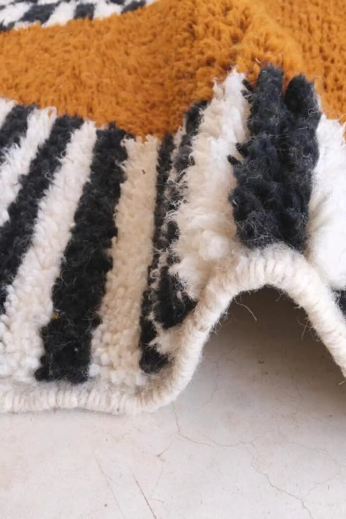 Contemporary Berber rug with stripes and diamonds, pure wool