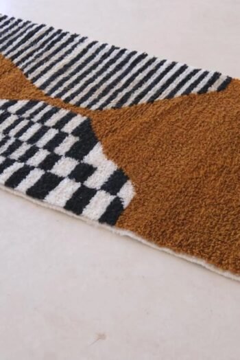 Contemporary Berber rug with stripes and diamonds, pure wool