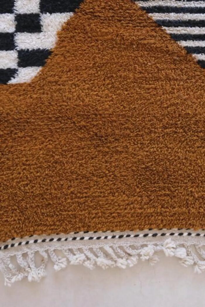 Contemporary Berber rug with stripes and diamonds, pure wool