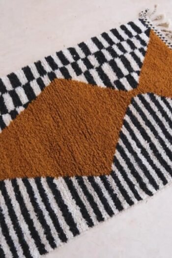 Contemporary Berber rug with stripes and diamonds, pure wool
