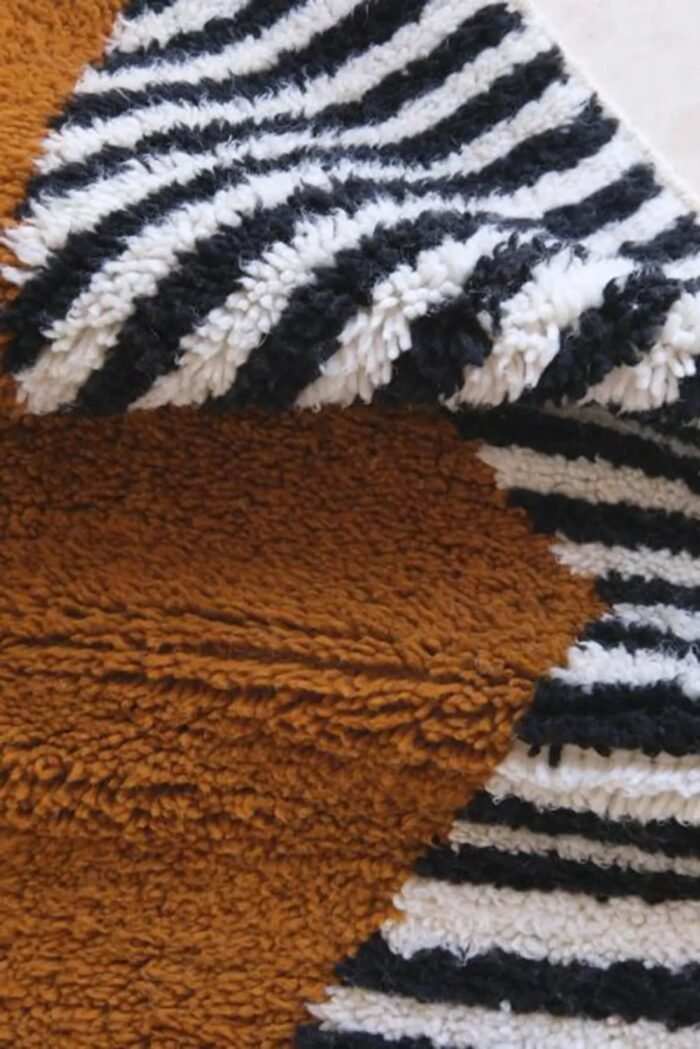 Contemporary Berber rug with stripes and diamonds, pure wool