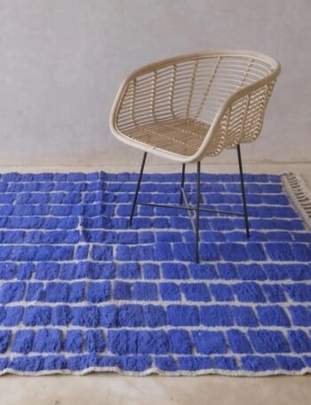 Designer checkerboard wool rug