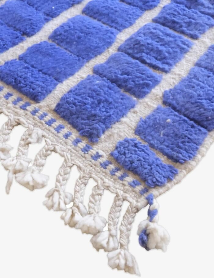 Designer checkerboard wool rug