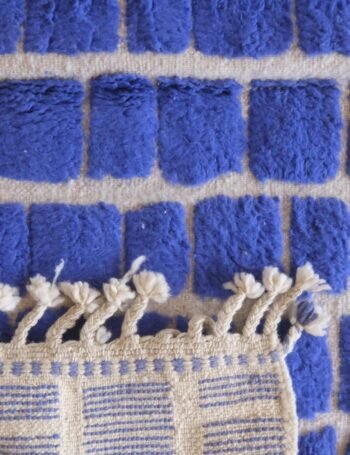 Designer checkerboard wool rug