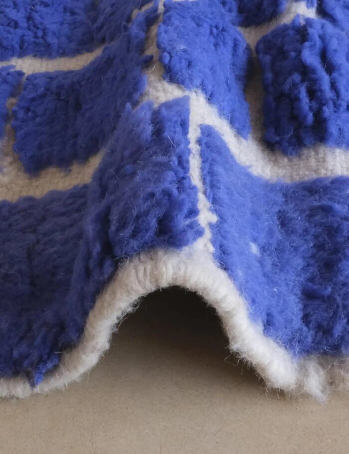 Designer checkerboard wool rug