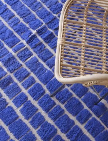 Designer checkerboard wool rug