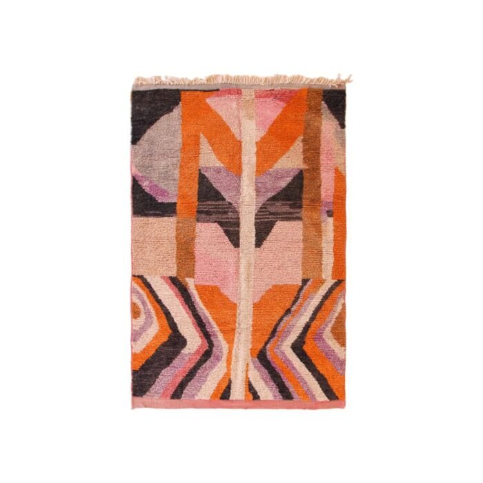 Graphic and original Berber rug, pure wool