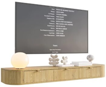 Kabinama TV spintelė NORDA SLIM su 3 stalčiais, 175 cm, šviesaus ąžuolo