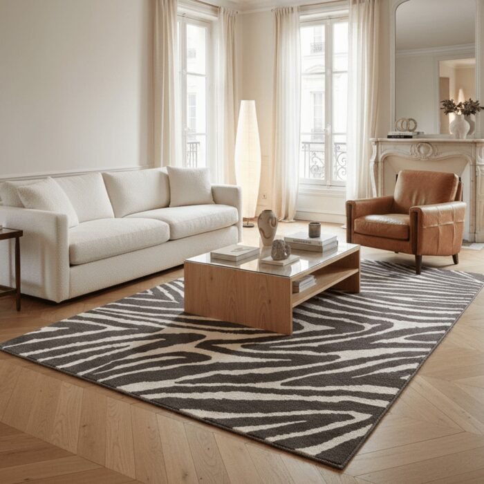 Super-Soft Zebra-Effect Rug Buffon — interjere