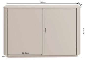 Komoda VARNA su 2 durelėmis, 140 cm