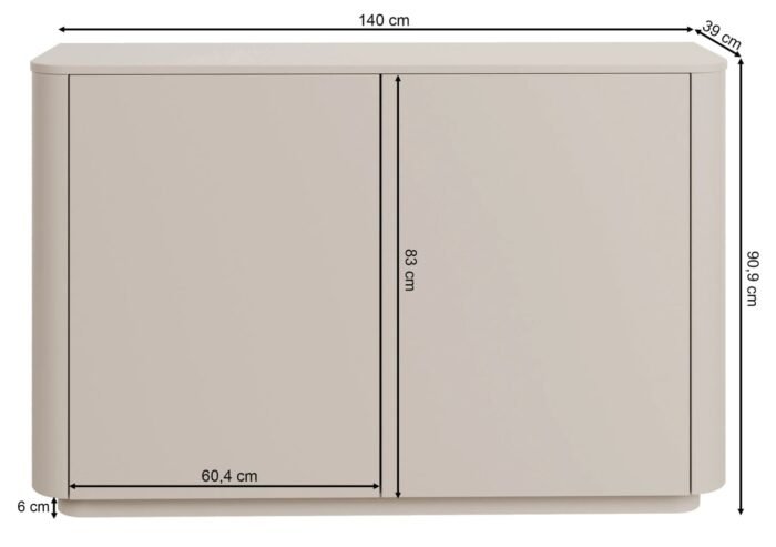Komoda VARNA su 2 durelėmis, 140 cm