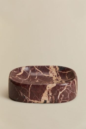 Marmurinis praustuvas FRANCESCA, 40x40 cm, raudonas Cherry Gold marmuras — 4