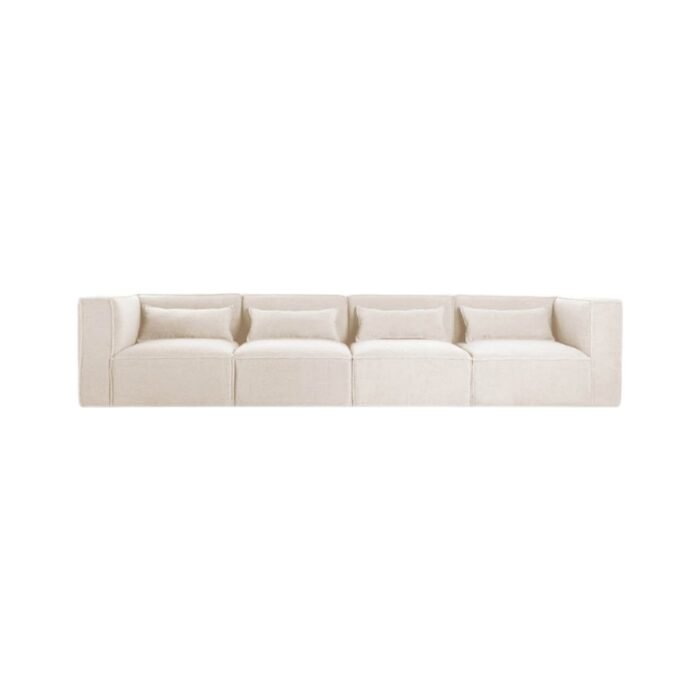 Modulinė sofa HALDEN su 2 kampiniais ir 2 viduriniais moduliais, 4 dalys, 342 cm — Kreminė (bouclé)