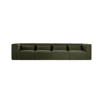 Modulinė sofa HALDEN su 2 kampiniais ir 2 viduriniais moduliais, 4 dalys, 342 cm — Samanų žalia (bouclé)