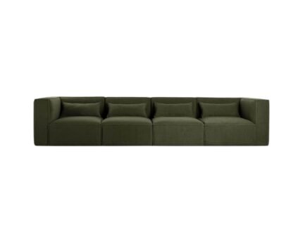 Modulinė sofa HALDEN su 2 kampiniais ir 2 viduriniais moduliais, 4 dalys, 342 cm — Samanų žalia (bouclé)
