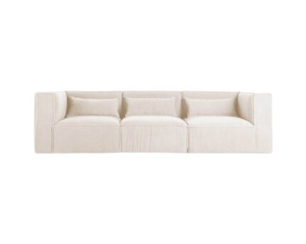 Modulinė sofa HALDEN su 2 kampiniais ir viduriniu moduliais, 3 dalys, 266 cm — Kreminė (bouclé)