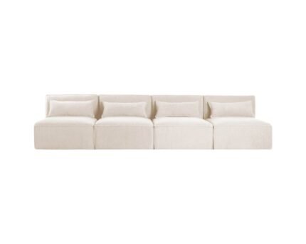 Modulinė sofa HALDEN su 4 viduriniais moduliais, 4 dalys, 304 cm — Kreminė (bouclé)