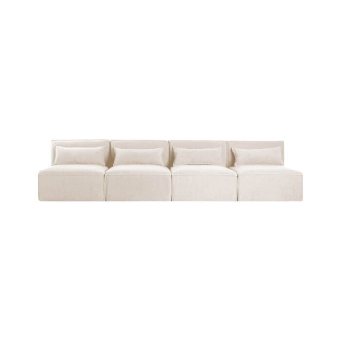 Modulinė sofa HALDEN su 4 viduriniais moduliais, 4 dalys, 304 cm — Kreminė (bouclé)