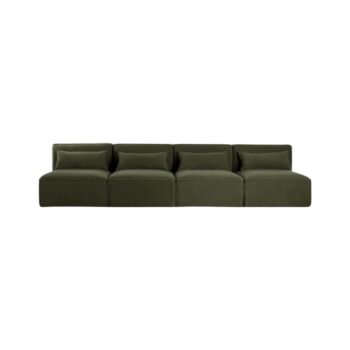 Modulinė sofa HALDEN su 4 viduriniais moduliais, 4 dalys, 304 cm — Samanų žalia (bouclé)
