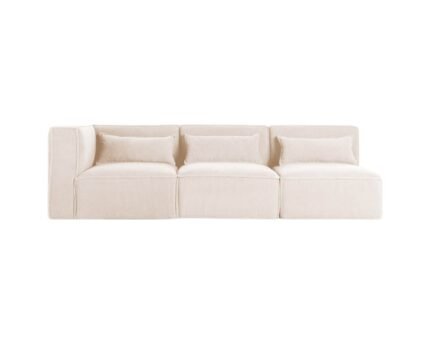 Modulinė sofa HALDEN su kampiniu ir 2 viduriniais moduliais, 3 dalys, 247 cm — Kreminė (bouclé)